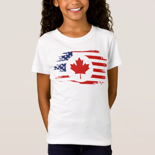 Half Canadees Amerikaans: Canada USA Maple Leaf Vl T-shirt (Voorkant)