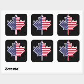 Half Canadees Amerikaans: Canada USA Maple Leaf Vl Vierkante Sticker (Vel)