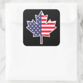 Half Canadees Amerikaans: Canada USA Maple Leaf Vl Vierkante Sticker (Tas)