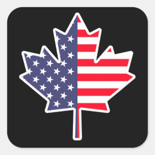 Half Canadees Amerikaans: Canada USA Maple Leaf Vl Vierkante Sticker