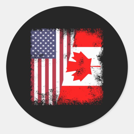 Half Canadese vlag Canada USA Ronde Sticker (Voorkant)