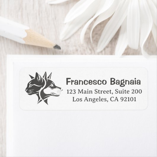 Half Cat and Half Dog with Personalized Name Etiket (Insitu)