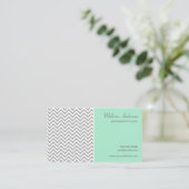 Half Chevron Pattern Grey and Mint Visitekaartje (Staand voorkant)