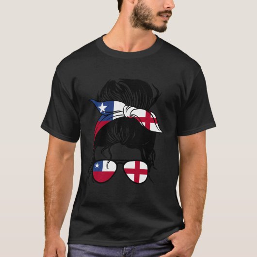 Half Chileens Half Engels Mix Chili en Engeland RO T-shirt (Voorkant)