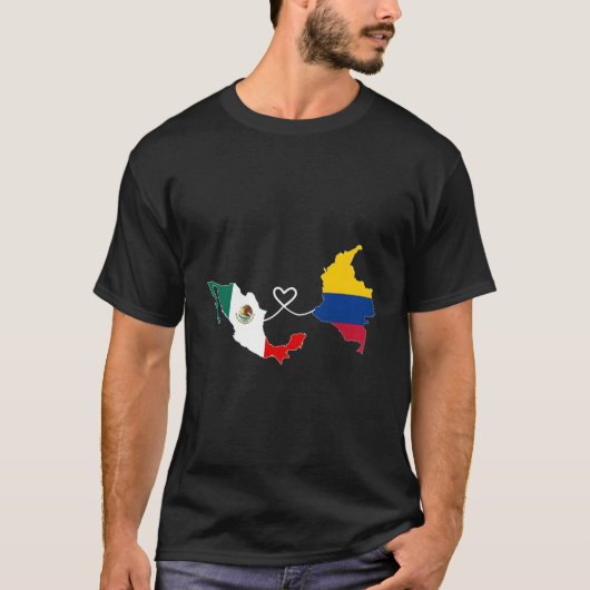 Half Colombiaans Half Mexicaans Vlaggenkaart DNA M T-shirt (Voorkant)