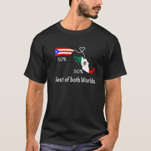 Half Colombiaans Half Mexicaanse Vlag Kaart Liefde T-shirt