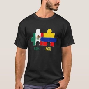 Half Colombiaanse Mexicaanse vlag DNA Mexico Co T-shirt