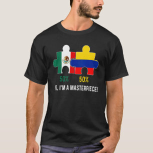 Half Colombiaanse Mexicaanse vlag DNA Mexico Co T-shirt