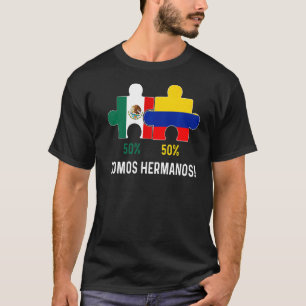 Half Colombiaanse Mexicaanse vlag DNA Mexico Co T-shirt