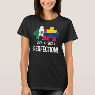 Half Colombiaanse Mexicaanse vlag DNA Mexico Co T-shirt