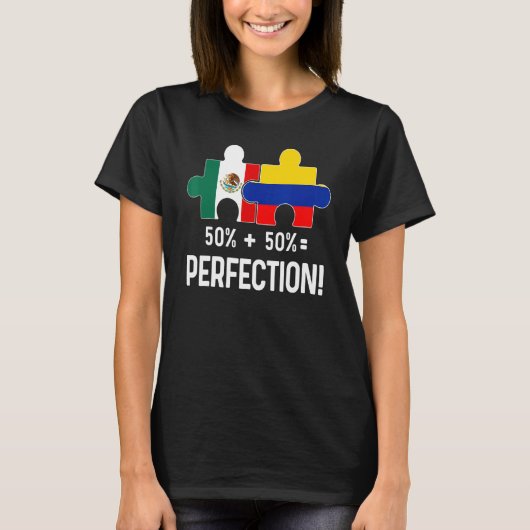 Half Colombiaanse Mexicaanse vlag DNA Mexico Co T-shirt (Voorkant)