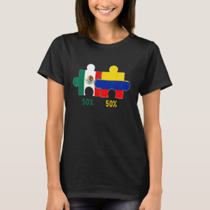 Half Colombiaanse Mexicaanse vlag DNA Mexico Co T-shirt
