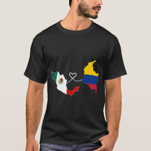 Half Colombiaanse Mexicaanse vlag DNA Mexico Co T-shirt