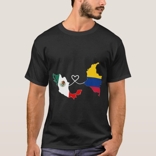 Half Colombiaanse Mexicaanse vlag DNA Mexico Co T-shirt (Voorkant)