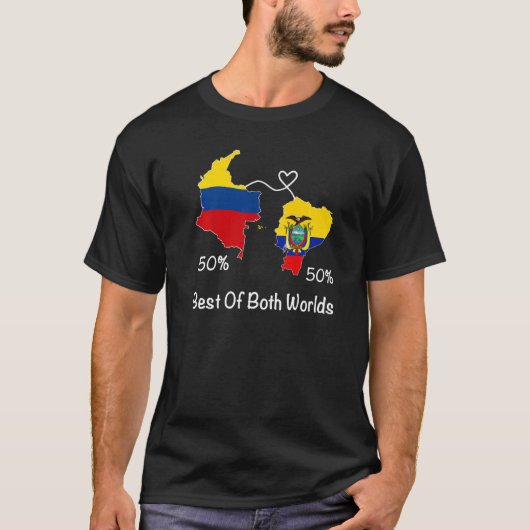 Half Colombian Half ecuadorian Flag Map Ecuador Co T-shirt (Voorkant)