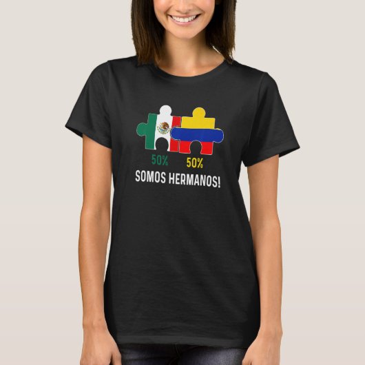 Half Colombian Half Mexican Flag Map DNA Mexico Co T-shirt (Voorkant)
