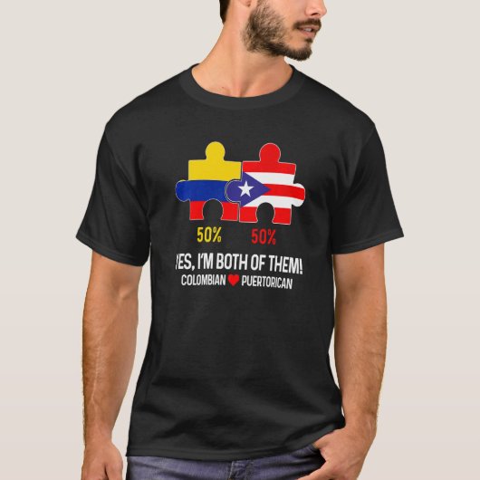 Half Colombian Half Puerto Rican Flag Map Boricua T-shirt (Voorkant)