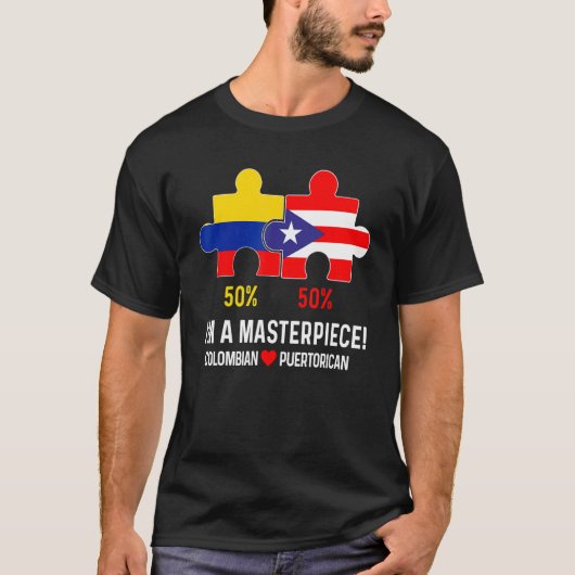 Half Colombian Half Puerto Rican Flag Map Boricua  T-shirt (Voorkant)