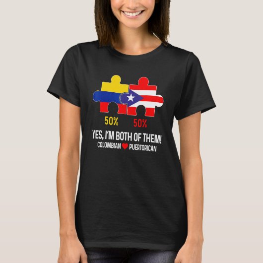 Half Colombian Half Puerto Rican Flag Map Boricua  T-shirt (Voorkant)