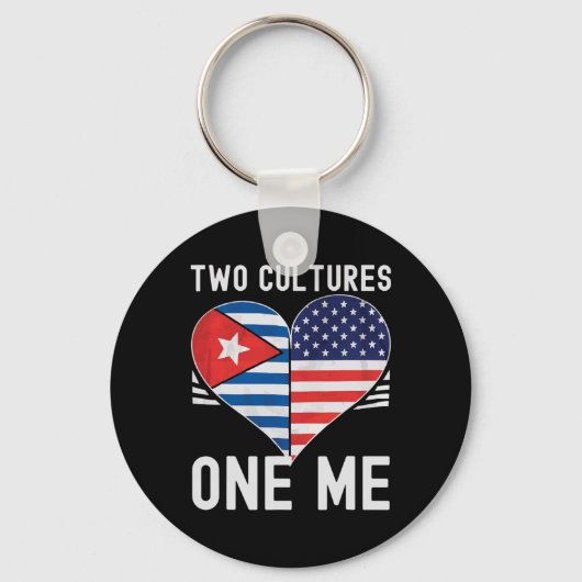 Half Cubaans Half Amerikaans Vlag Cuba Amerika Sleutelhanger (Voorkant)