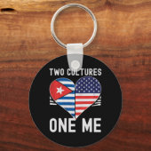 Half Cubaans Half Amerikaans Vlag Cuba Amerika Sleutelhanger (Voorkant)