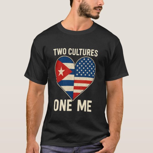 Half Cubaans Half Amerikaans Vlag van de VS Cuba A T-shirt (Voorkant)