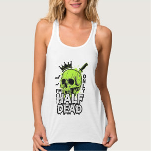 Half Dode Schedel Halloween Vintage Gravure T-shir Tanktop
