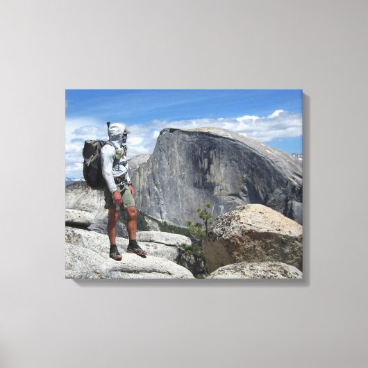 Half Dome en Hiker van North Dome - Yosemite Canvas Afdruk (Voorkant)