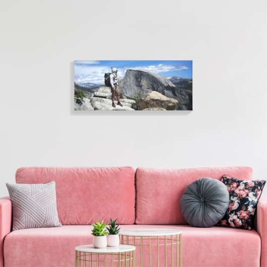 Half Dome en Hiker van North Dome - Yosemite Canvas Afdruk (Insitu (Woonkamer))