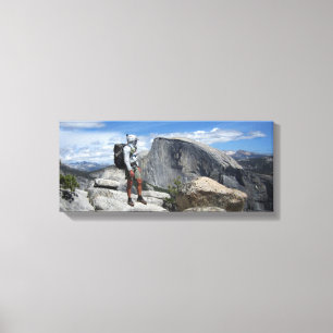 Half Dome en Hiker van North Dome - Yosemite Canvas Afdruk
