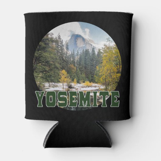Half Dome in de herfst, met "Yosemite" tekst Blikjeskoeler (Voorkant)