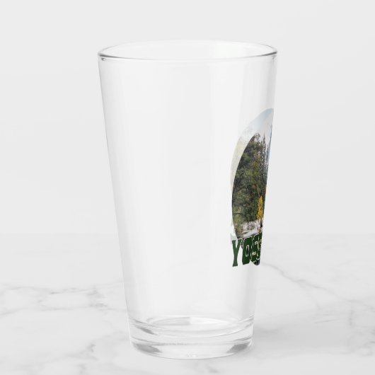 Half Dome in de herfst, met "Yosemite" tekst Glas (Rechts)