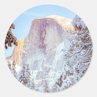 Half Dome in Winter, Yosemite, Californië Ronde Sticker