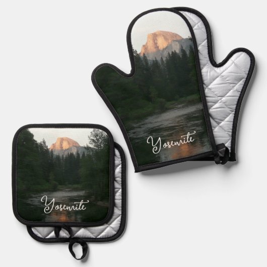 Half Dome Sunset in Yosemite National Park Ovenwant & Pannenlap Set (Voorkant / Achterkant)