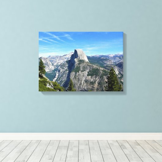 Half-dome uit Glacier Point, Yosemite, CA Canvas Afdruk (Insitu (Houten vloer))