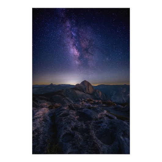 Half Dome under Milky Way Foto Afdruk (Voorkant)