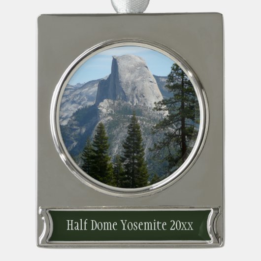 Half Dome vanuit Panorama Trail I Verzilverd Banner Ornament (Voorkant)