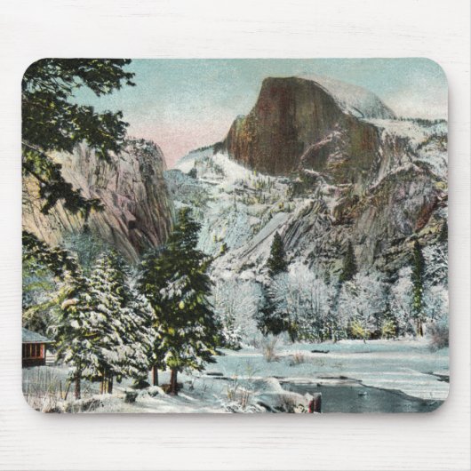 Half Dome, Yosemite in Winter Mousepad Muismat (Voorkant)