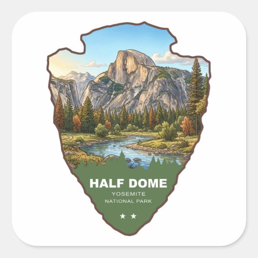 Half Dome Yosemite National Park Arrowhead Vierkante Sticker (Voorkant)