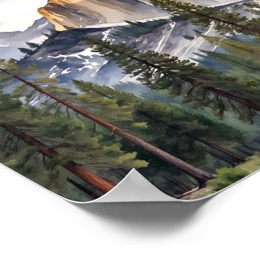 Half Dome Yosemite National Park Waterverf Poster (Hoek)