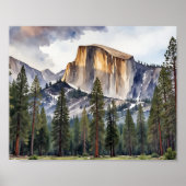 Half Dome Yosemite National Park Waterverf Poster (Voorkant)