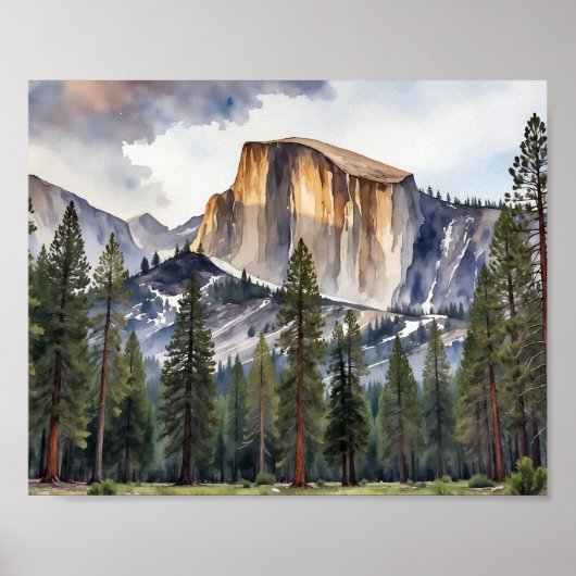 Half Dome Yosemite National Park Waterverf Poster (Voorkant)