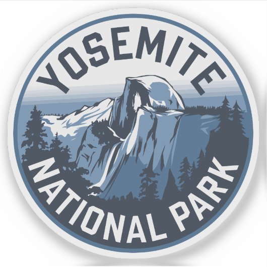 Half Dome Yosemite Ronde Embleem Sticker (Voorkant)