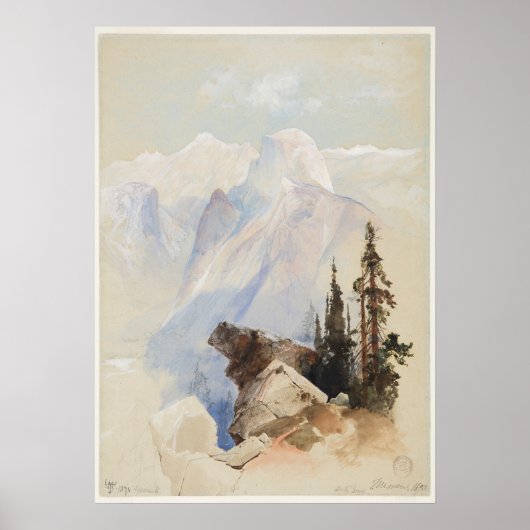 Half Dome Yosemite Thomas Moran Waterverf Art Poster (Voorkant)