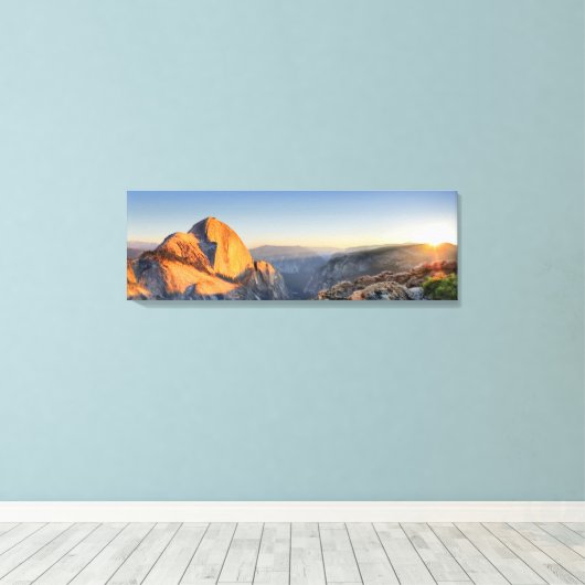 Half Dome Zonsondergang van Mt Watkins - Yosemite Canvas Afdruk (Insitu (Houten vloer))