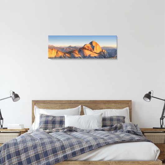 Half Dome Zonsondergang van Mt Watkins - Yosemite Canvas Afdruk (Insitu (Slaapkamer))
