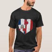 Half Dominicaans Half Peruaanse Vlag Hart Roots He T-shirt (Voorkant)