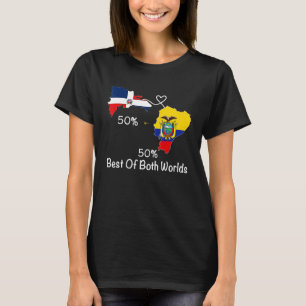 Half Dominicaanse Ecuadoraanse Flag Map Love Ecuad T-shirt