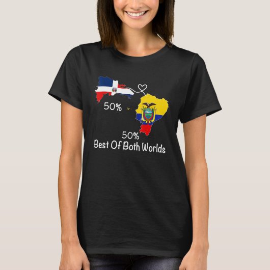 Half Dominicaanse Ecuadoraanse Flag Map Love Ecuad T-shirt (Voorkant)