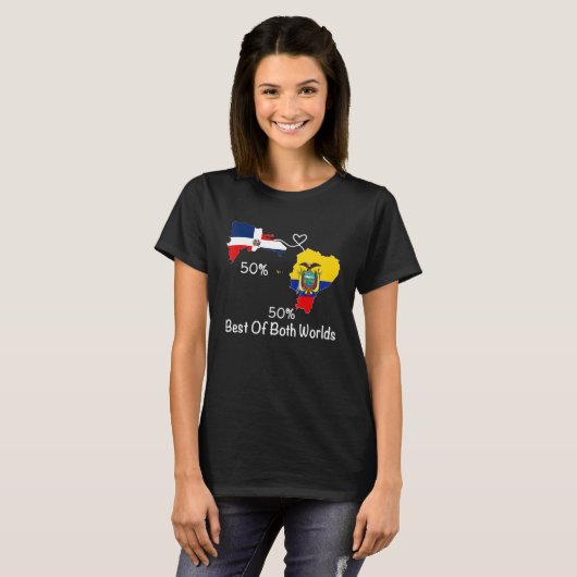 Half Dominicaanse Ecuadoraanse Flag Map Love Ecuad T-shirt (Voorkant volledig)